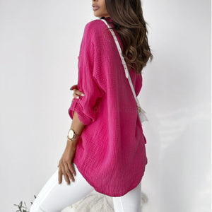 Unifarbenes Lockeres Langarmshirt