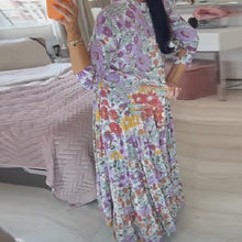 Laden Sie das Bild in den Galerie-Viewer, Lässiges Kleid mit Blumendruck und V-Ausschnitt