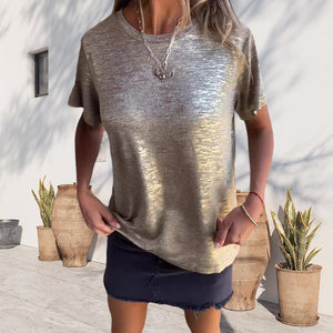 Kurzärmliges T-Shirt mit Goldfolie