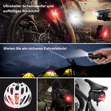 Laden Sie das Bild in den Galerie-Viewer, Ultrahelles USB-wiederaufladbares Fahrradlicht-Set