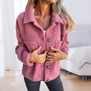 Einreihige Plüschjacke mit Revers