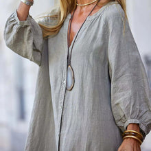 Laden Sie das Bild in den Galerie-Viewer, Baumwoll-Leinenhemd langer Rock