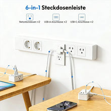 Laden Sie das Bild in den Galerie-Viewer, 6-in-1 Doppel-Verlängerungskabel-Steckdosenleiste