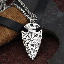 Laden Sie das Bild in den Galerie-Viewer, Odins Speer-Halskette mit Vegvisir-Symbol