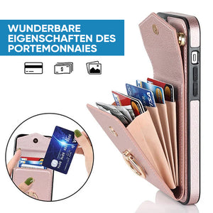IPhone-Leder-Brieftaschenhülle mit Schlaufe und Umhängeband