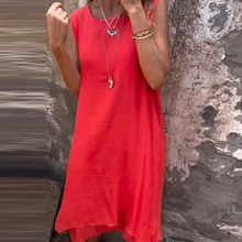 Laden Sie das Bild in den Galerie-Viewer, Damen Ärmelloses Freizeitkleid mit Rundhalsausschnitt