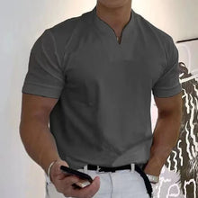 Laden Sie das Bild in den Galerie-Viewer, Sportliches Kurzarm-T-Shirt mit V-Ausschnitt