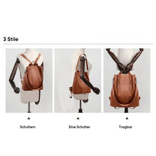 Laden Sie das Bild in den Galerie-Viewer, Diebstahlsicherer Lederrucksack für Damen