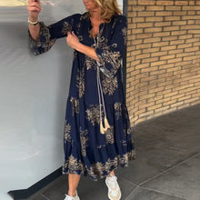 Laden Sie das Bild in den Galerie-Viewer, Lässiges Vintage-Kleid mit V-Ausschnitt