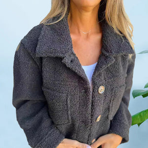 Einreihige Plüschjacke mit Revers