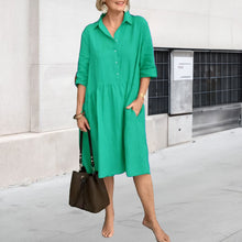 Laden Sie das Bild in den Galerie-Viewer, Freizeitkleid aus Baumwollleinen für Damen