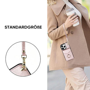 IPhone-Leder-Brieftaschenhülle mit Schlaufe und Umhängeband