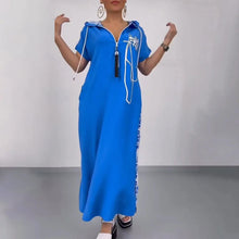 Laden Sie das Bild in den Galerie-Viewer, Trendiges Kapuzenkleid mit Reißverschluss