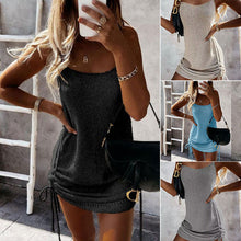 Laden Sie das Bild in den Galerie-Viewer, Modisches ärmelloses Wollkleid mit Schnürung