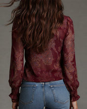 Laden Sie das Bild in den Galerie-Viewer, Retro-Bluse mit halbem Reißverschluss und Rüschen