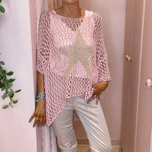 Laden Sie das Bild in den Galerie-Viewer, Modisches Häkel-Fischnetz-Top für Damen mit Rundhalsausschnitt
