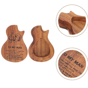 Gravierte Gitarrenplektren aus Holz mit Aufbewahrungsetui