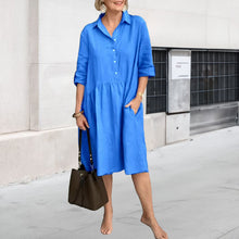 Laden Sie das Bild in den Galerie-Viewer, Freizeitkleid aus Baumwollleinen für Damen