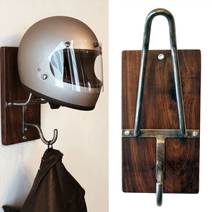 Motorradhelm-Wandhalterung aus Holz
