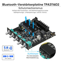 Laden Sie das Bild in den Galerie-Viewer, 2.1-Kanal Bluetooth-Audio-Leistungsverstärkermodul