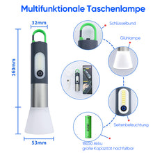 Laden Sie das Bild in den Galerie-Viewer, Multifunktionale wiederaufladbare LED-Taschenlampe