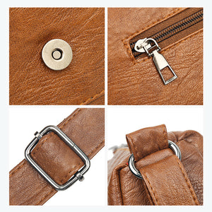 Damen-Umhängetasche aus weichem Leder mit mehreren Taschen
