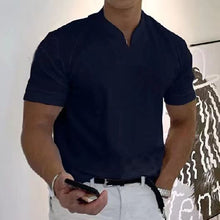 Laden Sie das Bild in den Galerie-Viewer, Sportliches Kurzarm-T-Shirt mit V-Ausschnitt