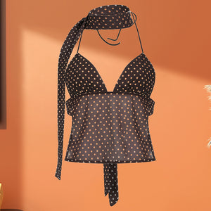 Sexy Neckholder-Weste aus Chiffon mit V-Ausschnitt