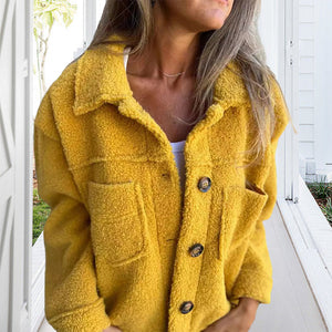 Einreihige Plüschjacke mit Revers