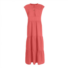 Laden Sie das Bild in den Galerie-Viewer, Ärmelloses, langes Stufenkleid mit V-Ausschnitt