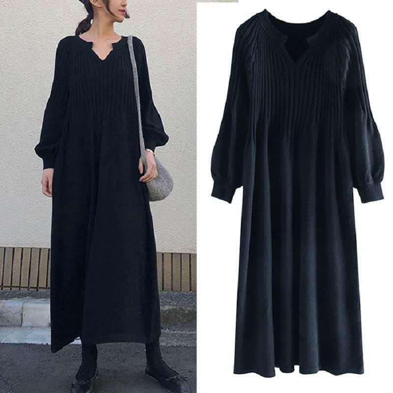 Lockeres Pulloverkleid mit Laternenärmeln