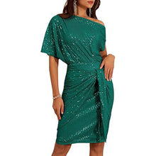 Laden Sie das Bild in den Galerie-Viewer, Schulterfreies Kleid mit Pailletten