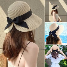 Laden Sie das Bild in den Galerie-Viewer, Sonnenschirm Strohhut mit Schleife
