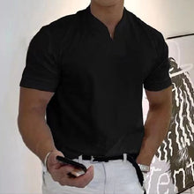 Laden Sie das Bild in den Galerie-Viewer, Sportliches Kurzarm-T-Shirt mit V-Ausschnitt