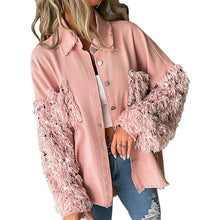 Laden Sie das Bild in den Galerie-Viewer, Pailletten-Patchwork-Cardigan-Jacke