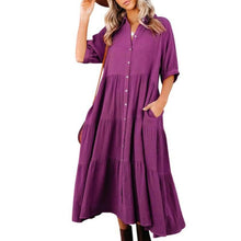 Laden Sie das Bild in den Galerie-Viewer, Midi-Hemdkleid mit Taschen