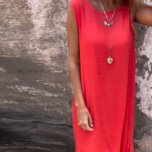 Laden Sie das Bild in den Galerie-Viewer, Damen Ärmelloses Freizeitkleid mit Rundhalsausschnitt