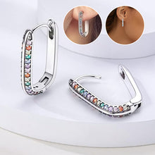 Laden Sie das Bild in den Galerie-Viewer, Modische geometrische Ohrclips mit bunten Zirkonia-Steinen