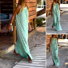 Laden Sie das Bild in den Galerie-Viewer, Bedrucktes langes Trägerkleid