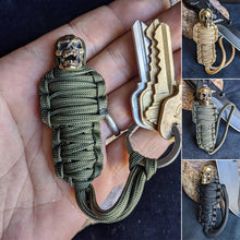 Laden Sie das Bild in den Galerie-Viewer, Paracord Mumie Messing Totenkopf Schlüsselanhänger