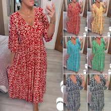 Laden Sie das Bild in den Galerie-Viewer, Kleid mit weiten Ärmeln und V-Ausschnitt