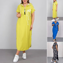 Laden Sie das Bild in den Galerie-Viewer, Trendiges Kapuzenkleid mit Reißverschluss