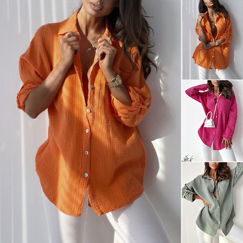 Unifarbenes Lockeres Langarmshirt