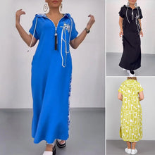 Laden Sie das Bild in den Galerie-Viewer, Trendiges Kapuzenkleid mit Reißverschluss