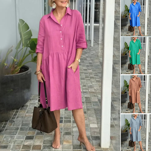 Freizeitkleid aus Baumwollleinen für Damen