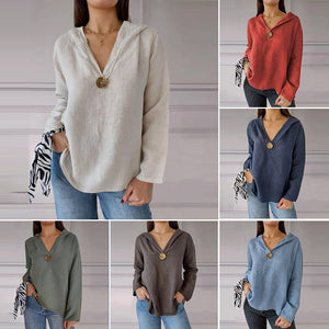 Einknopf-Frack-Kapuzen-Sweatshirt mit V-Ausschnitt