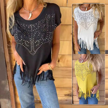 Laden Sie das Bild in den Galerie-Viewer, Einfarbiges Kurzarm-T-Shirt für Damen mit heißem Aufdruck