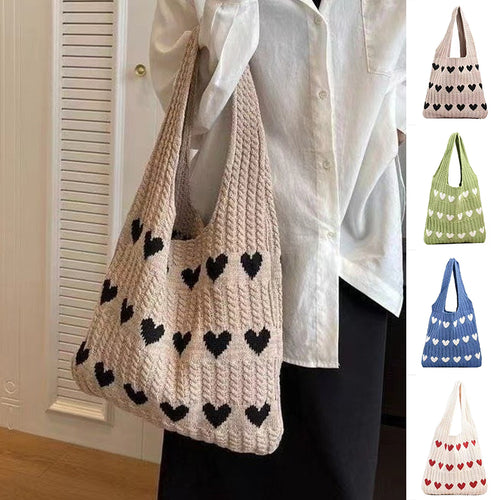 Herz-Schulter-Stricktasche