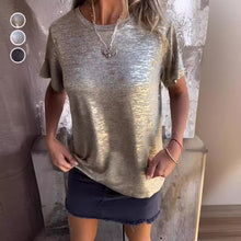 Laden Sie das Bild in den Galerie-Viewer, Kurzärmliges T-Shirt mit Goldfolie