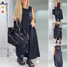 Laden Sie das Bild in den Galerie-Viewer, Lässiges ärmelloses Maxikleid mit abstraktem Print